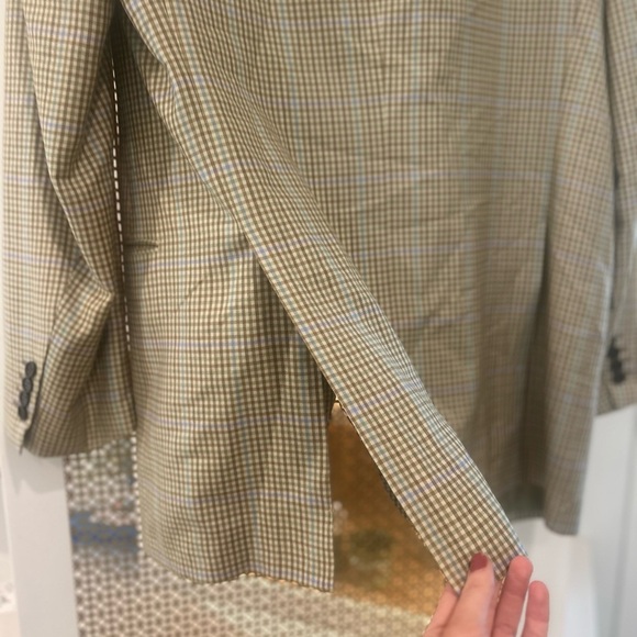 Men's Kiton tan and light blue 100% cashmere blazer! Classic! 52, 7L (US 42) - Picture 12 of 14